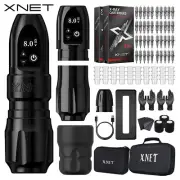 XNET Wilk 2024 Wireless Tattoo Machine Pen Kit 2 Grips 40pcs Needles Straight