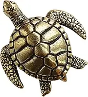 BIUDECO Vintage Brass Turtle Decorative Ornament Wealth Prosperity Statue Decorative Turtle Statue Frog Brass Statue Brass Turtle Sculpture Brass Turtle Ornament Office China Sea ​​turtle
