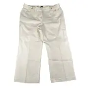 Talbots Womens 18WP White Linen Lined Flat Front Career Casual Pants NWT