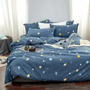 【DUYAN 竹漾】舒柔棉雙人床包涼被四件組 / 小小星球