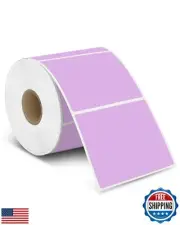 iEager Purple Square Thermal Label Stickers, 3" x 3" Self-Adhesive Square Dir
