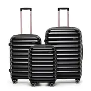 3pc Tosca Como Heavy-Duty Polycarbonate Shell Suitcase/Luggage Set Black