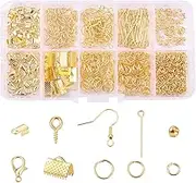Ksheria 710Pcs Earring Making Kit for Adults Women, with Jump Rings, Clasps and Earring Hooks, Hypoallergenic Jewelry Making Supplies for DIY Earring Accessories Necklace Bracelets Repair (Gold)