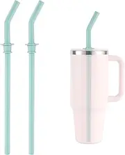 2pcs Press in Replacement Straws for Hydro Flask 40oz Travel Tumbler, Silicone Reusable Drinking Straws BPA Free for Hydro Flask Water Bottle Accessories Parts (Sky Blue)