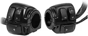 TKTGNVNZKA 1" 25mm Aluminum Motorcycle Handlebar Control Switches Kill Start Turn Signal Switch Button with Wiring Harness Fit for Harley 883(Black)