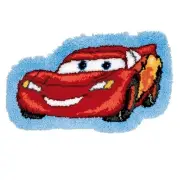 Latch hook DIY rug kit preprinted "Lightning McQueen- Cars shaped rug" approx