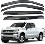 MCD Window Visor Side Wint Deflector for 2014-2018 Chevy Silverado/GMC Sierra Crew Cab-TapeOn Dark Tinted Acrylic Sun Rain Guards