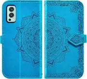 OnePlus Nord 2 5G Tempered Glass Screen Protector Flip Wallet Case - Blue