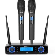 Wireless Microphone System, Dual Wireless Mics,Auto Scan & IR Pair Cordless