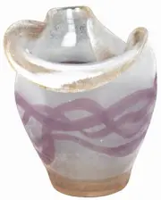 ION TAMAIAN Art Glass Frosted White Hand Blown Hand Painted Vase Romania New