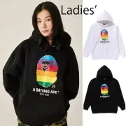 A BATHNIG APE Ladies' CRYSTAL APE HEAD OVERSIZED PULLOVER HOODIE 1L30214003