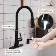 Single-Handle Pull Down Sprayer Kitchen Faucet with Touchless Sensor, LED