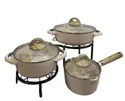 Master Class Cookware 6 Pc. Set Pale pink with white speckled New With Tags!
