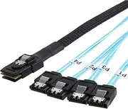 Mini SAS 36Pin (SFF-8087) Male to 4 SATA 7Pin Female Cable, Mini SAS Host/Controller to 4 SATA Target/Backplane, 1.0M