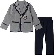 [Mud Kingdom] Boys British School Uniform Pants Set Long sleeve Tie Badge Pleated Plaid Back to School 4-16Y