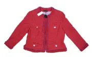 Brooks Brothers Boucle Tweed Jacket Red Hook & Eye Hidden Closure Womens 16