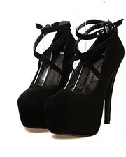 HOBTEC Womens High Heel Ankle Strap Platform Pump Wedding Evening Party Court Shoes