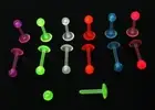 1 or 10pcs Bulk GLOW IN THE DARK Flexi 8mm LABRET 16g Bar Ring Piercing Jewelry