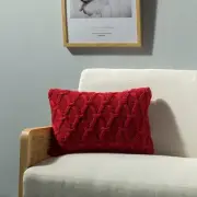 Red Cable Knit Diamond Pattern With Microgel Feather-Like Insert Pillow