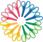 Huhuhero 12Pack Kid Scissors Bulk, 5'' Safety Blunt Tip Toddler Scissor, Soft Grip Right/Left Handed Small Scissors for School Classroom Children Craft Art Supplies, Assorted Colors
