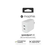 Mophie GaN Power Adaptor USB-C PD Dual 45W - White