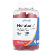 Nutricost, Melatonin Gummies, Strawberry, 10 mg, 180 Gummies