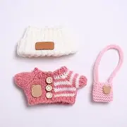 Tznzxm Clothes for Labubu 17cm Dolls, Fashion 3-Piece Sweater Set Outfit, Accessories Suitable for Labubu Dolls (Doll Not Included)