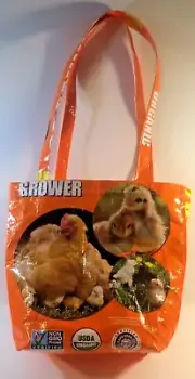 Grocery Tote Reusable 13"X9" Up Cycle Chick Food Shopping Bag Orange