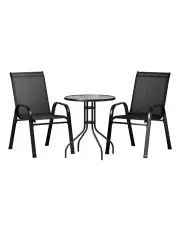 Gardeon Outdoor 3 Piece Stackable Bistro Set Patio Black