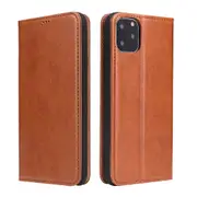 For iPhone 11 Pro Case Leather Flip Wallet Protective Cover with Stand Brown