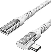 USB C Extension Cable 50cm Fasgear USB 3.2 Gen 2x1 Type C Male to Female Extender Right Angle Cord Adapter Compatible for PSVR2 Thunderbolt 3/4 Mac-Book Pro/Galaxy S22/iPad Mini/Pixel 6/Switch-1.6ft