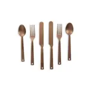 Barebones 6 Piece Flatware Set - 2 Forks, 2 Knives, & 2 Spoons - (Matte Copper)