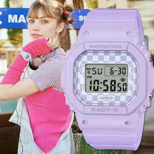 【CASIO 卡西歐】BABY-G 格子旗方形女錶 電子錶(BGD-565GS-6)
