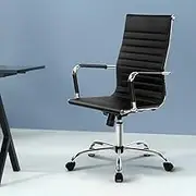 Office Chair - High Back Ergonomic PU Leather Conference Chair - Black