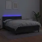 Box Spring Bed with Mattress&LED Black 153x203 cm Queen Size Faux Leather