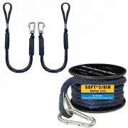 3FT Bungee Dock Line 2PCS+ 50FT Double Braided Nylon Anchor Rope 3/8inch