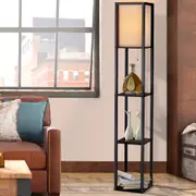 Artiss Floor Lamp Storage Shelf LED Lamps Vintage Standing Reading Light Bedroom Black