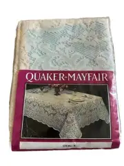 Quaker Lace Oval Tablecloth Natural Off White Quaker Mayfair Kensington 60x92