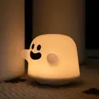 LED Night Lights for Cute Ghost Silicone Lamp Touch Sensor Dimmable Rechargeable
