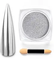 beetles Gel Polish Gel Polish Sliver Mirror Chrome Nail Powder, Mirror Effect Premium Salon Nail Glitter Manicure Pigments for Nail Art Design, 0.04oz/1g