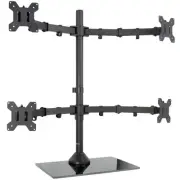 VIVO Quad Monitor Desk Stand Mount Freestanding Glass Base | 4 Screens up to 27"