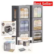 Durable 40L Stackable Storage Bins with Metal Frame - 6 Pack Stylish Organizer