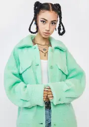 [Girlfriend Material] Mint Green Sander Teddy Jacket