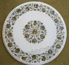 Coffee Table Top Inlaid with Abalone Shell Round Marble Corner table for Garden