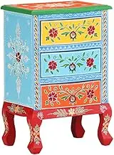 Bedroom Table Hand Painted Bedside Cabinet 40x30x60 cm Solid Mango Wood