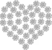 70 Pcs 16mm Rhinestone Embellishments Flatback Buttons Jewelry Flower Crystal Accessory for Crafts DIY Jewelry Making Wedding Decoration Bridal Bouquet Halloween Christmas(Silver)