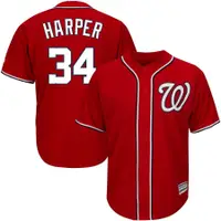 在飛比找蝦皮購物優惠-男士全新 MLB 球衣華盛頓國民隊刺繡球迷版棒球球衣紅色白色