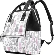 Large Baby Diaper Bag Backpack, Abstract Cat Nappy Bag Travel Back Pack for Mom and Dad