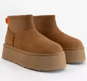 Brand New in Box 100% Authentic UGG Classic Mini Dipper Platform Chestnut Boots