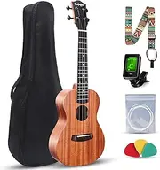 Redpepper Concert Ukulele 23 Inch Mahogany for Adult Beginner - All-in-One Ukelele Starter Kit w/Tuner, Bag, Strap, Picks, Strings - Durable & Rich Sound, Music Gift Choice